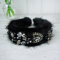 Black Fur & Chain Hairband