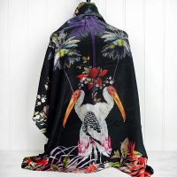 Black "Tropical" Silk Scarf