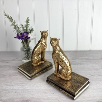 Gold Leopard Bookends