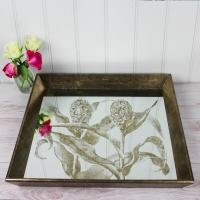 Large Mirrored Floral Tray