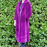 Purple Faux Fur Midi Coat