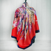 Red "Feather" Silk Scarf